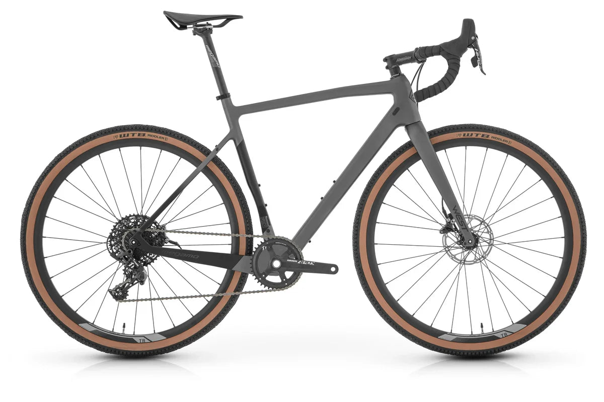 Black bicycle with brown tires on a white background